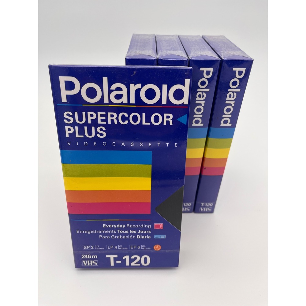 5 Pack Polaroid Supercolor Plus T-120 VHS Blank Video Cassette Tape Sealed